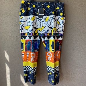 🇺🇸🇺🇸Marina Rinaldi 22 RITA dark navy multicolored cotton trouser long pants